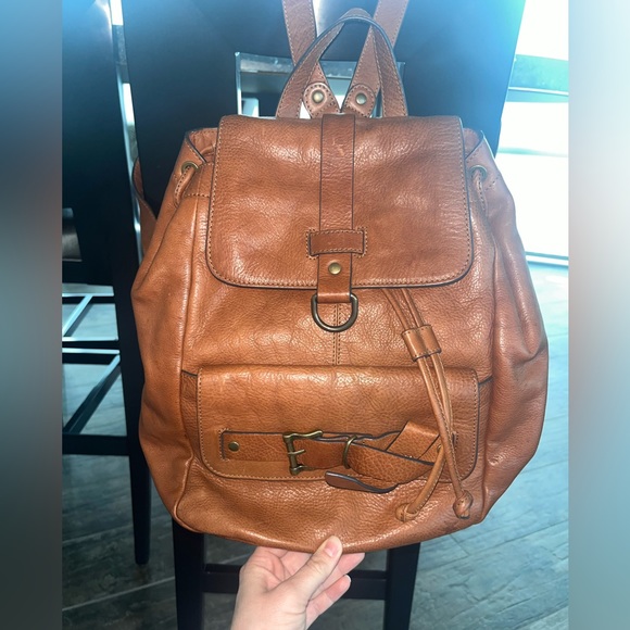 Brown FRYE Leather Backpack - Picture 1 of 12